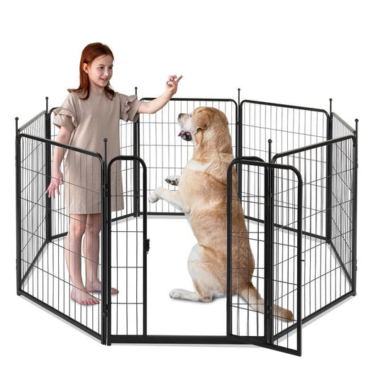 Dog Playpen Pet Dog Fence, 32 Height 8 Panels Metal Dog Pen