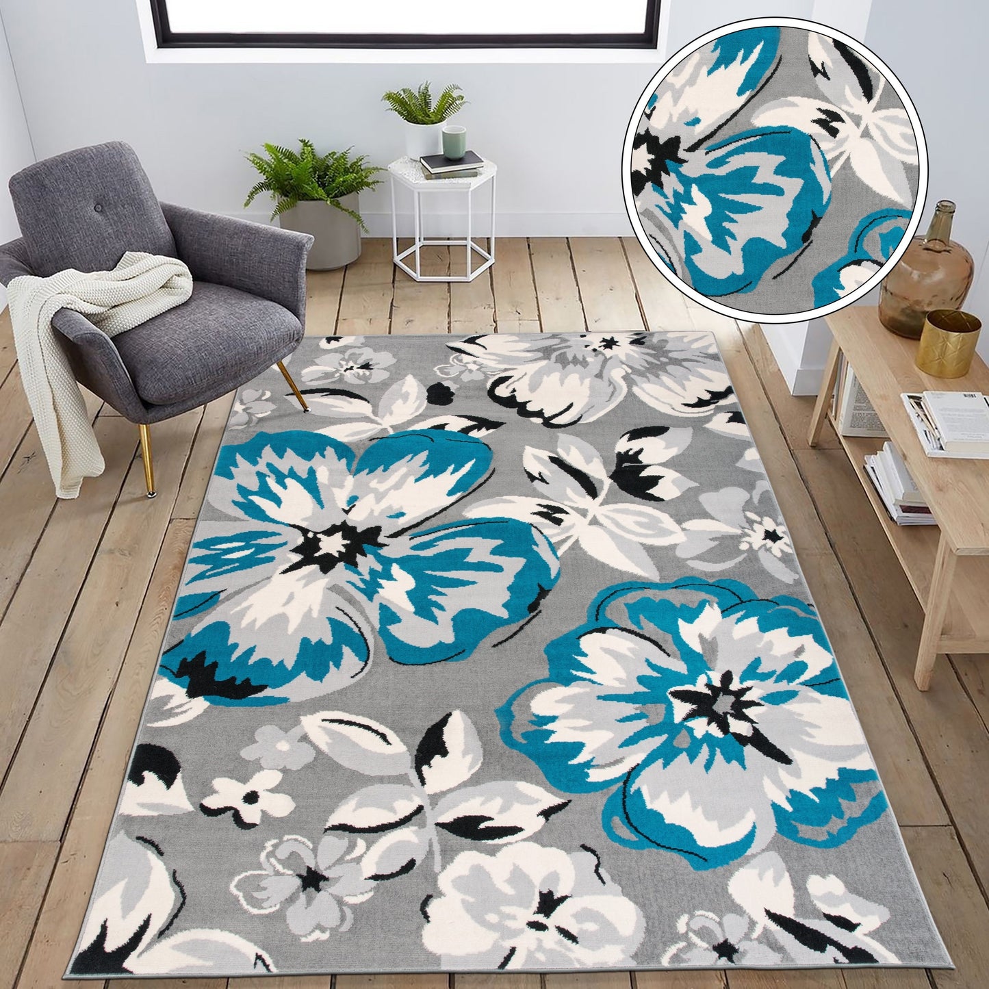 World Rug Gallery Modern Floral Design Area Rug