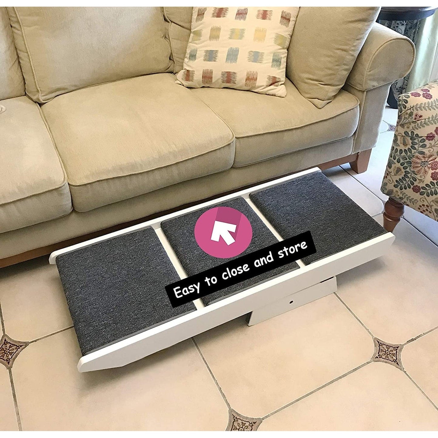 PAWLAND 2-in-1 Portable Folding Pet Stairs for Dogs, Cats, High Beds,Dog Steps, Easy Climb Pet Step Stool