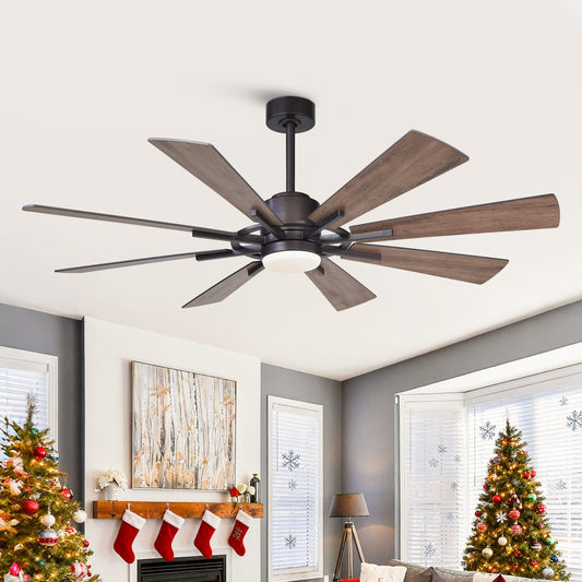 Parrot Uncle 60 Farmhouse Integrated LED Windmill Ceiling Fan with Light and Remote
