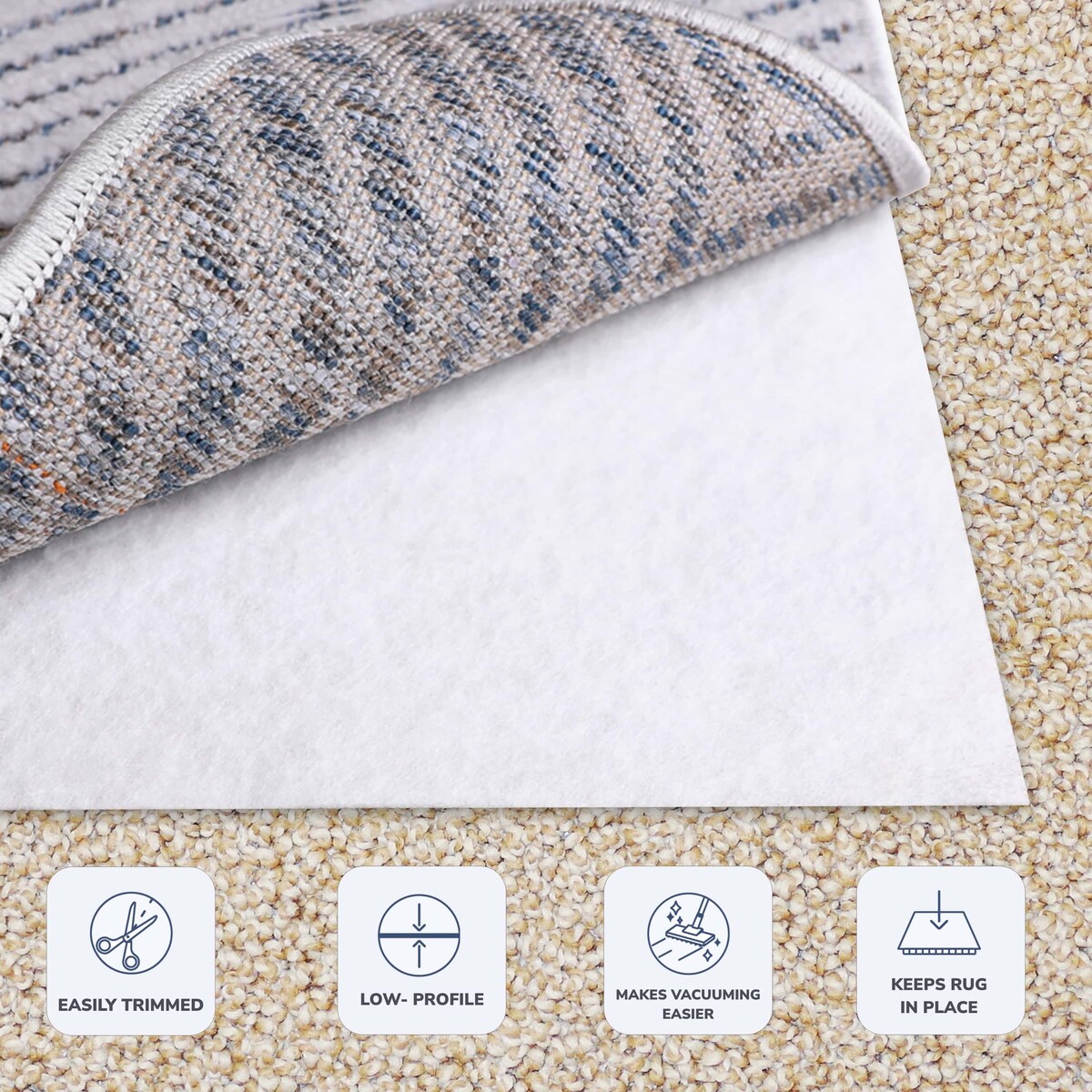 Rug on Carpet Non Slip Rug Pad by Slip-Stop - White