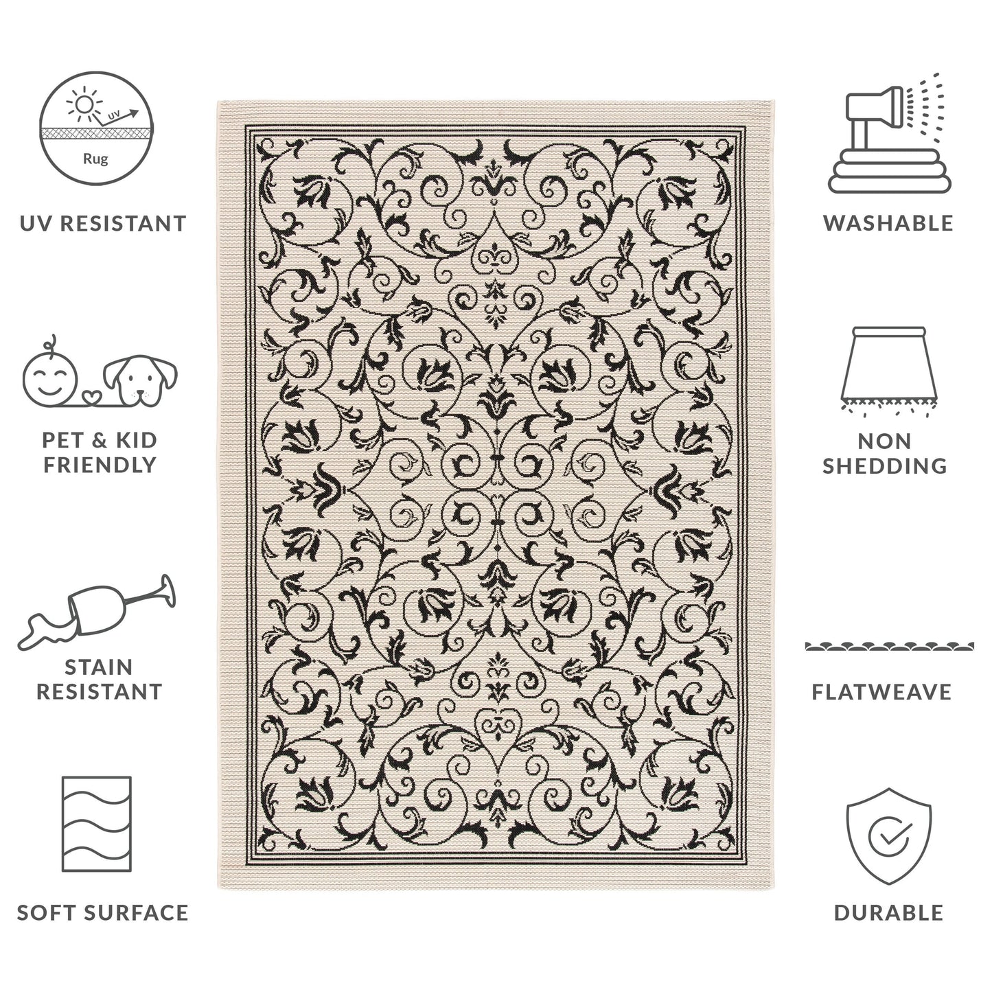 SAFAVIEH Courtyard Miljeta Indoor/ Outdoor Waterproof Patio Backyard Rug