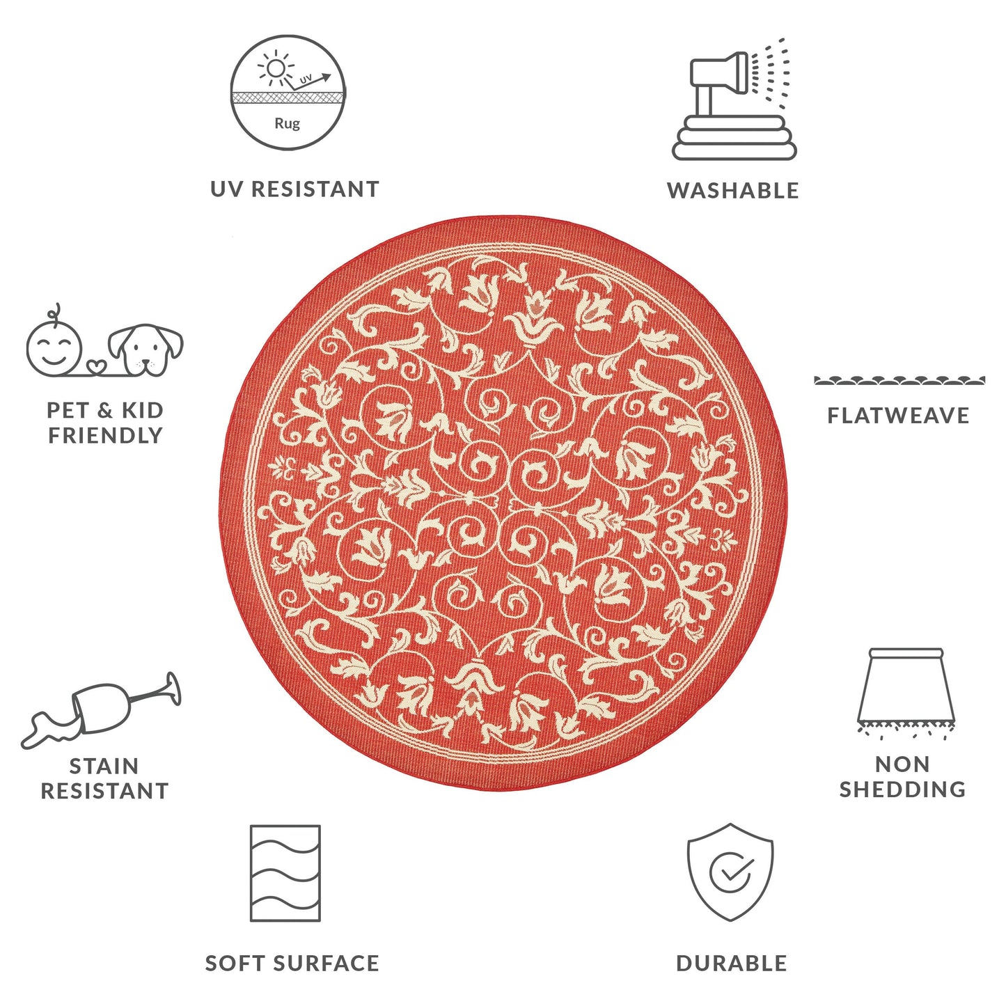 SAFAVIEH Courtyard Miljeta Indoor/ Outdoor Waterproof Patio Backyard Rug