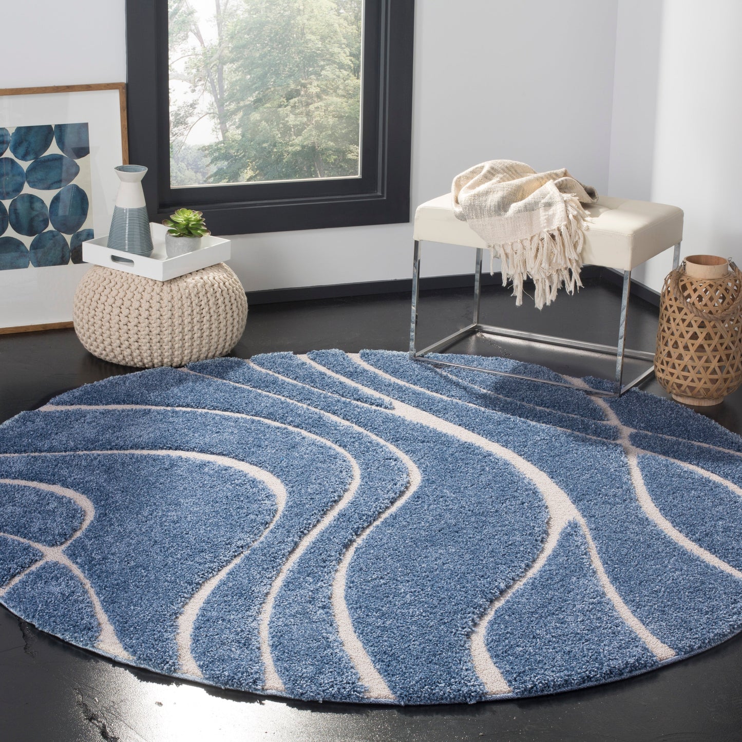 SAFAVIEH Florida Shag Staka Abstract Waves 1.2-inch Area Rug