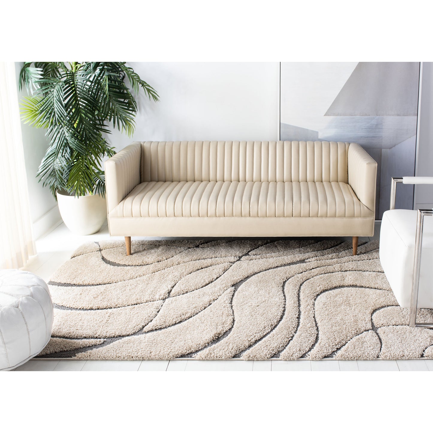 SAFAVIEH Florida Shag Staka Abstract Waves 1.2-inch Area Rug