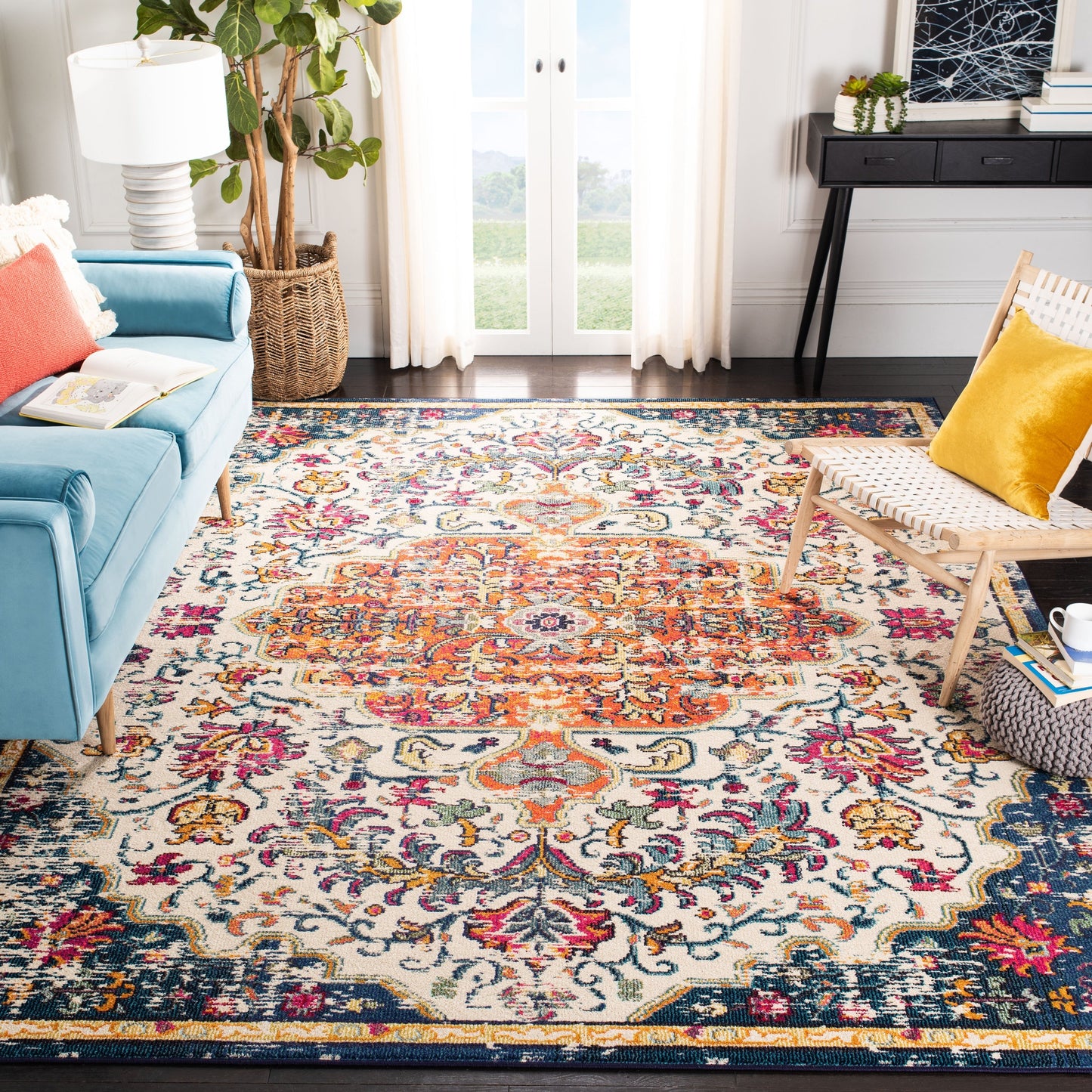 SAFAVIEH Madison Libusa Boho Medallion Distressed Rug