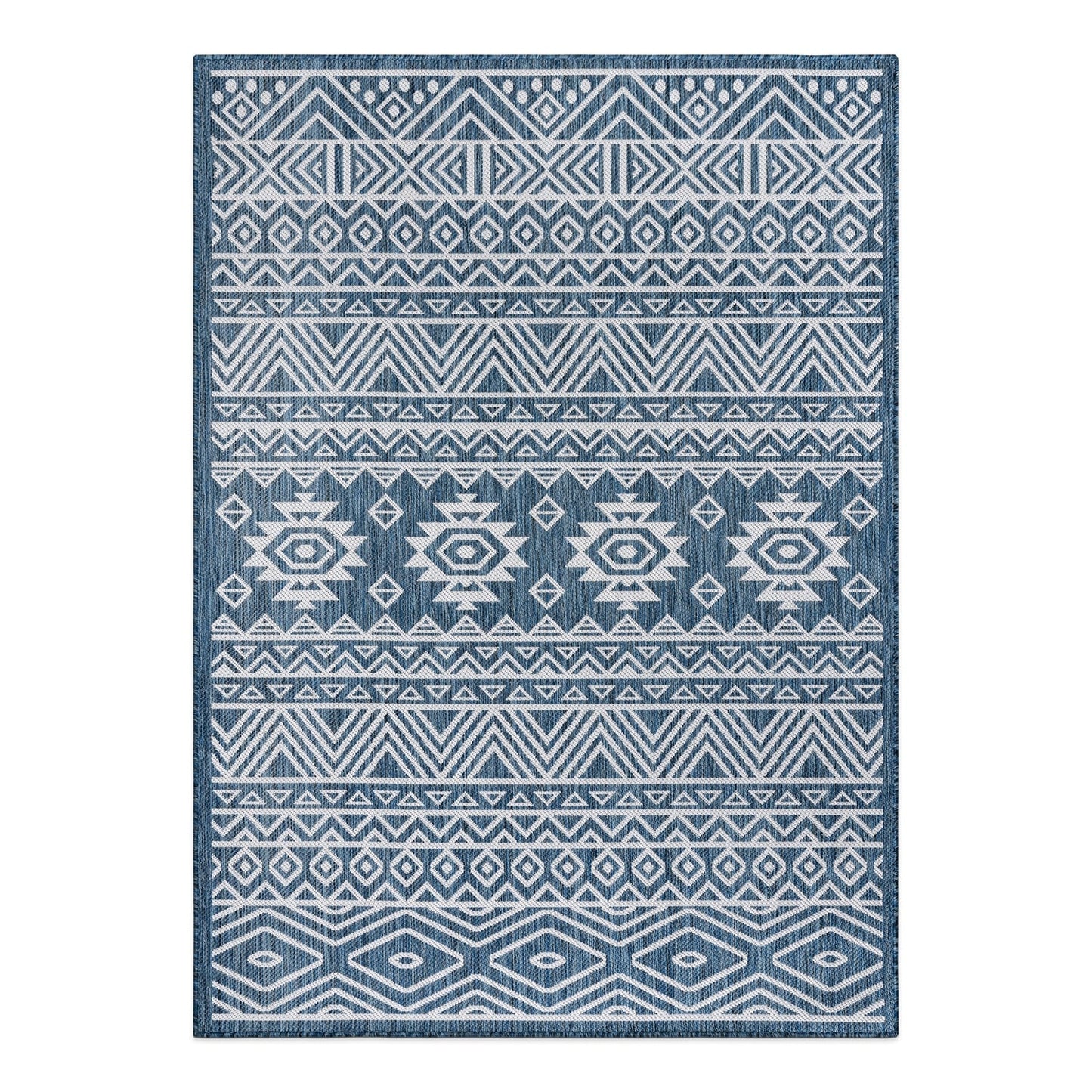 World Rug Gallery Distressed Geometric Bohemian Textured Flat Weave Indoor/Outdoor Area Rug