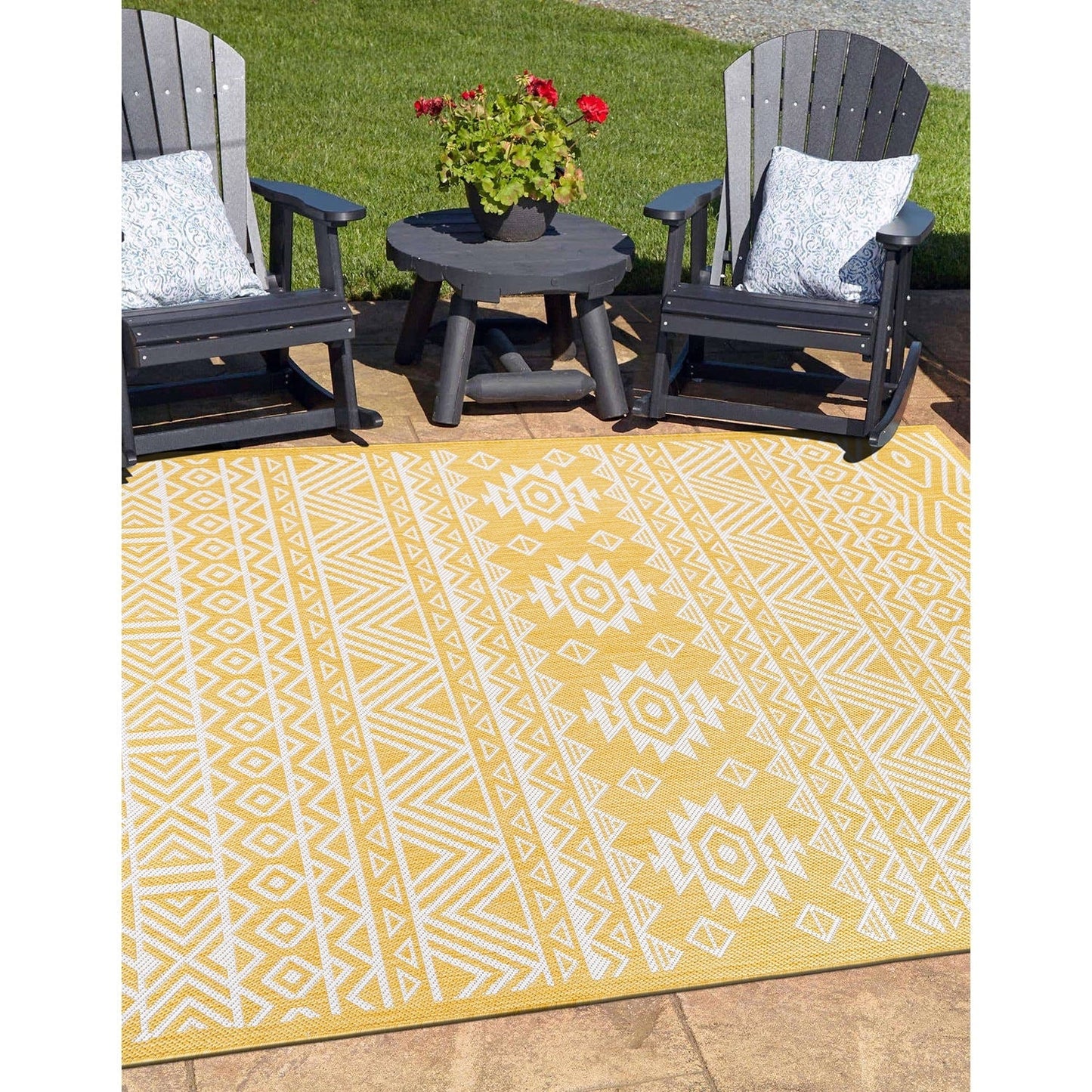 World Rug Gallery Distressed Geometric Bohemian Textured Flat Weave Indoor/Outdoor Area Rug