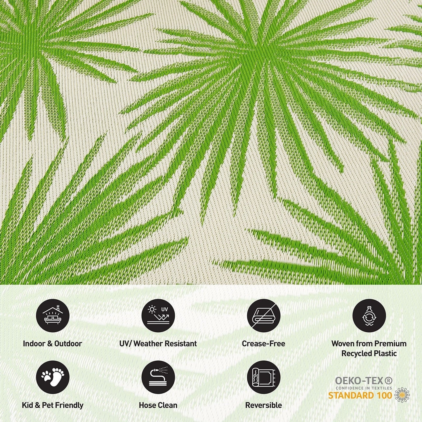 World Rug Gallery Floral Tropical Reversible Recycled Plastic Outdoor Rugs