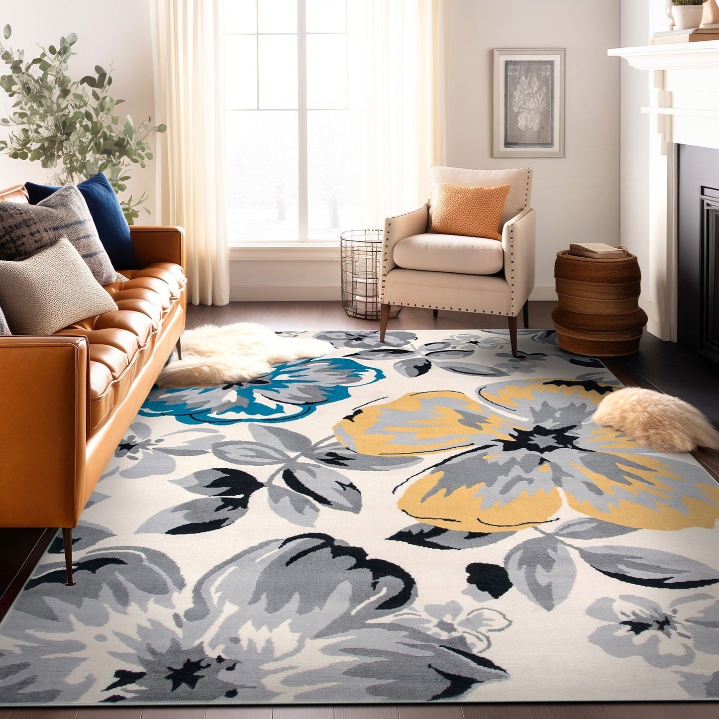 World Rug Gallery Modern Floral Design Area Rug