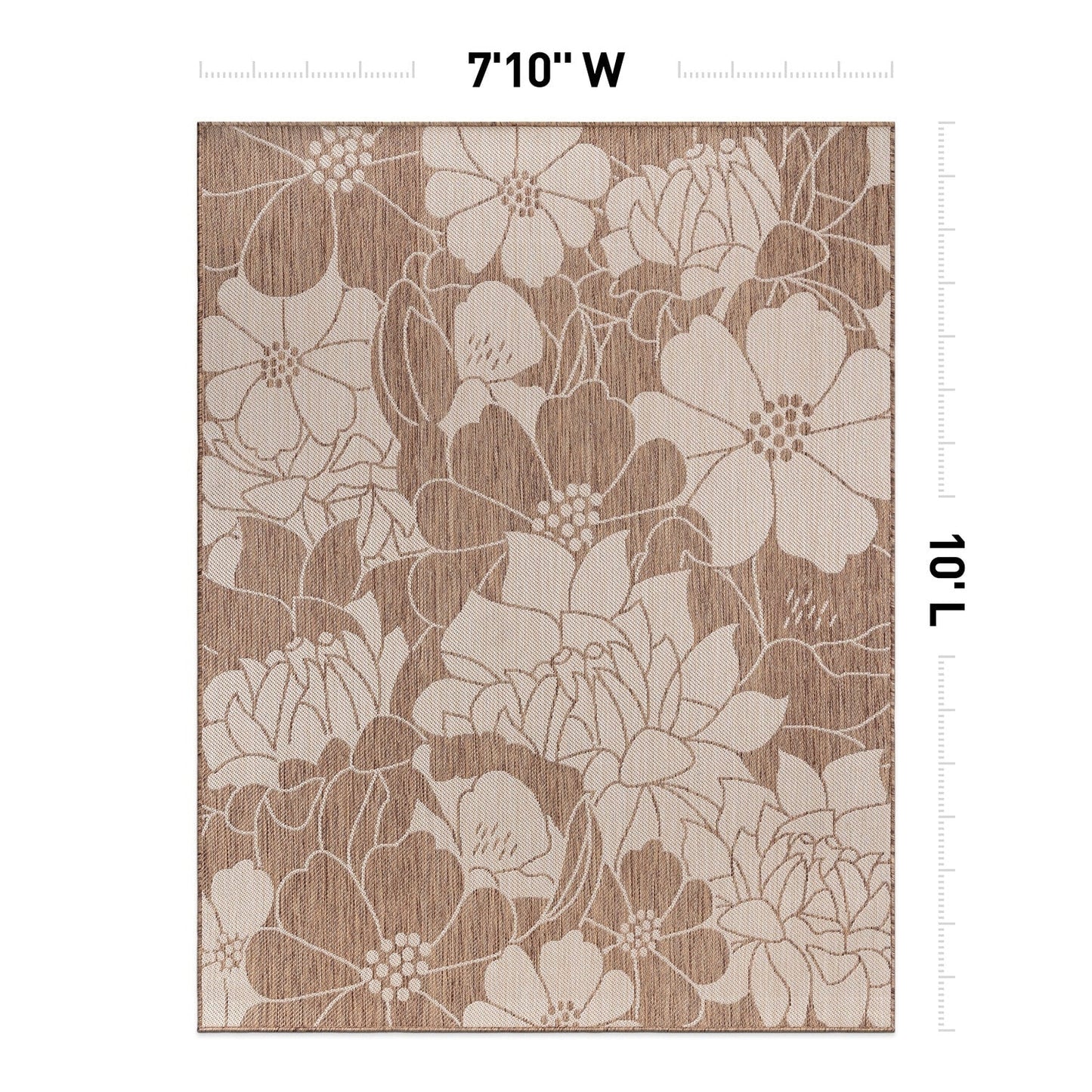 World Rug Gallery Modern Floral Flowers Textured Flat Weave Indoor/Outdoor Area Rug