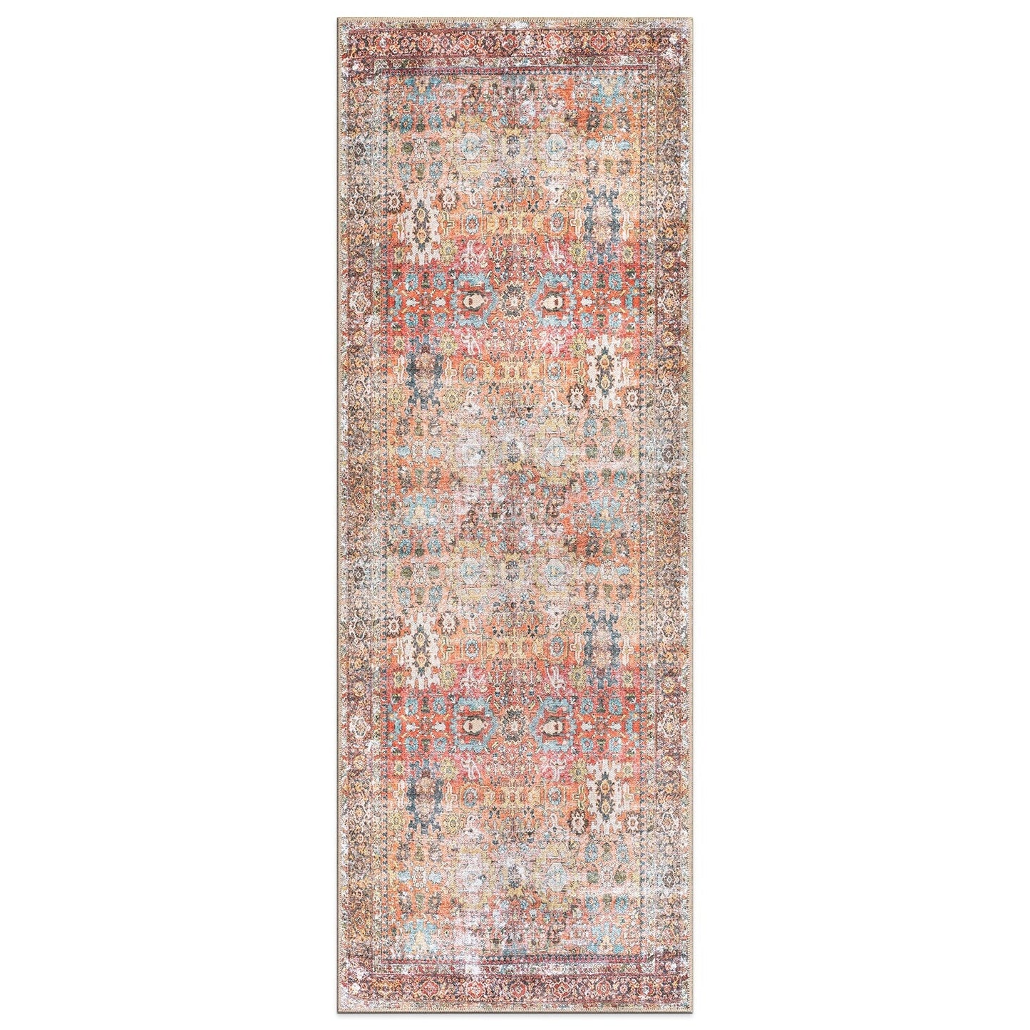 World Rug Gallery Transitional Distressed Machine Washable Non Slip Area Rug