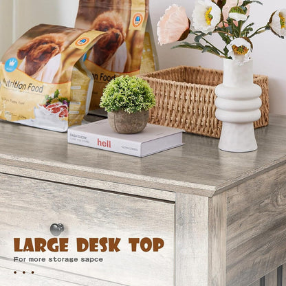 BOSSIN 44 Inch Large Dog Crate Furniture, Wooden Dog Kennel End Table with Storage Drawers, Decorative Pet Crates Dog House