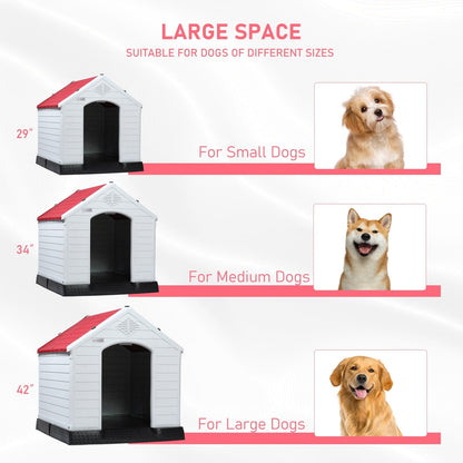 BOSSIN Plastic Dog House for Small to Large Sized Dogs, Indoor Outdoor Insulated Doghouse Puppy Shelter with Elevated Floor