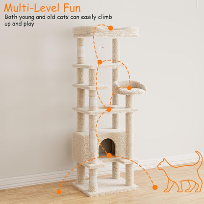 Cat Tree, Multi-Level Cat Tower Condo with Scrating Post