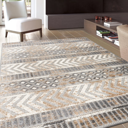 World Rug Gallery Distressed Geometric Indoor/Outdoor Area Rug