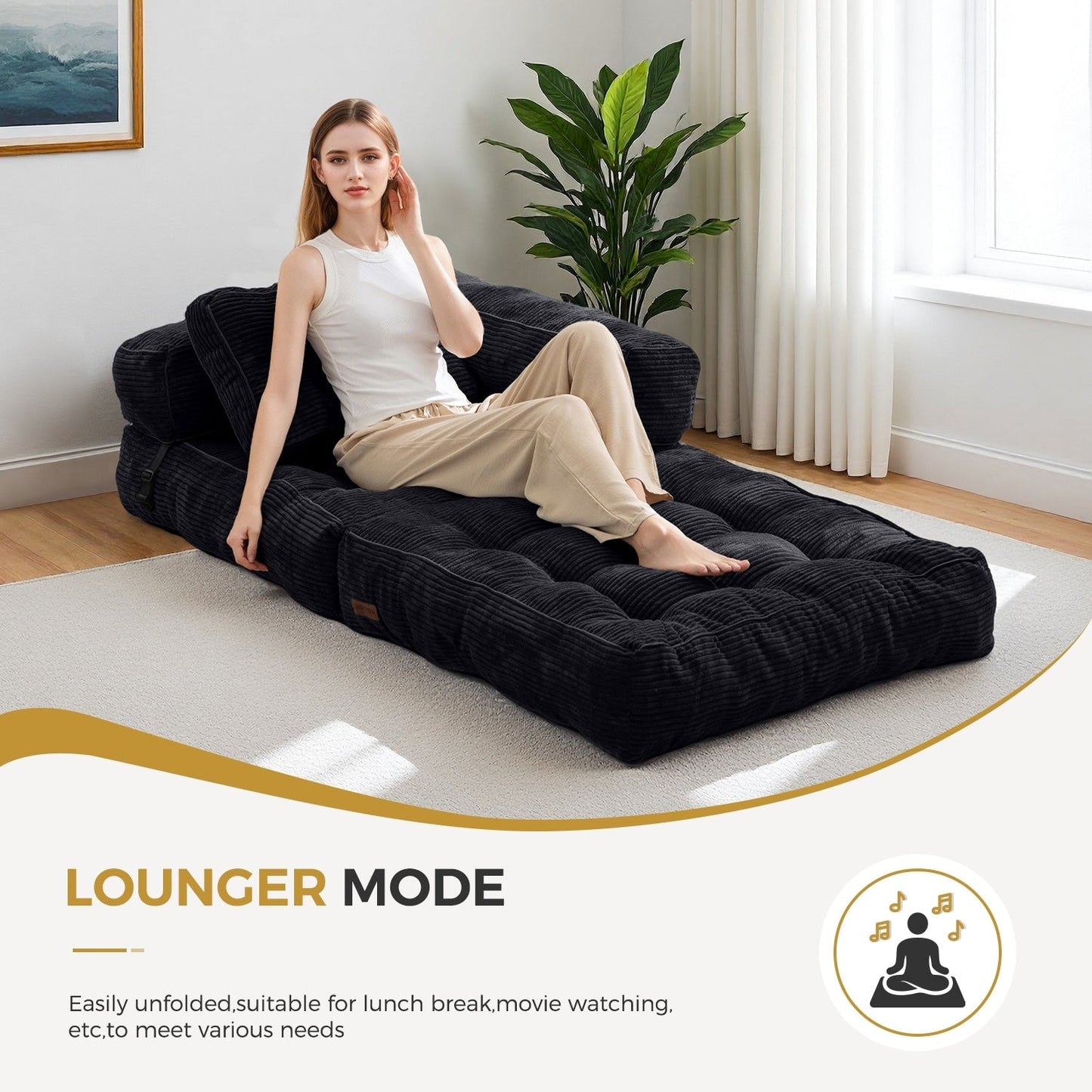 Foldable Sofa Bed,L-Shaped Floor Sofa Couch