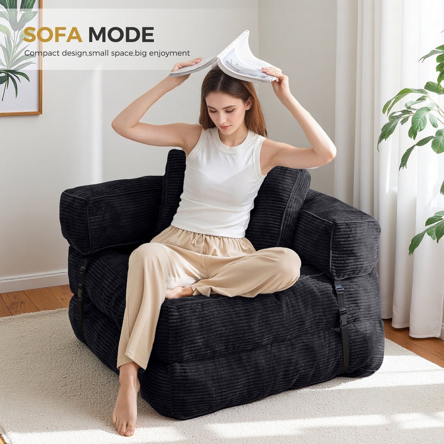 Foldable Sofa Bed,L-Shaped Floor Sofa Couch