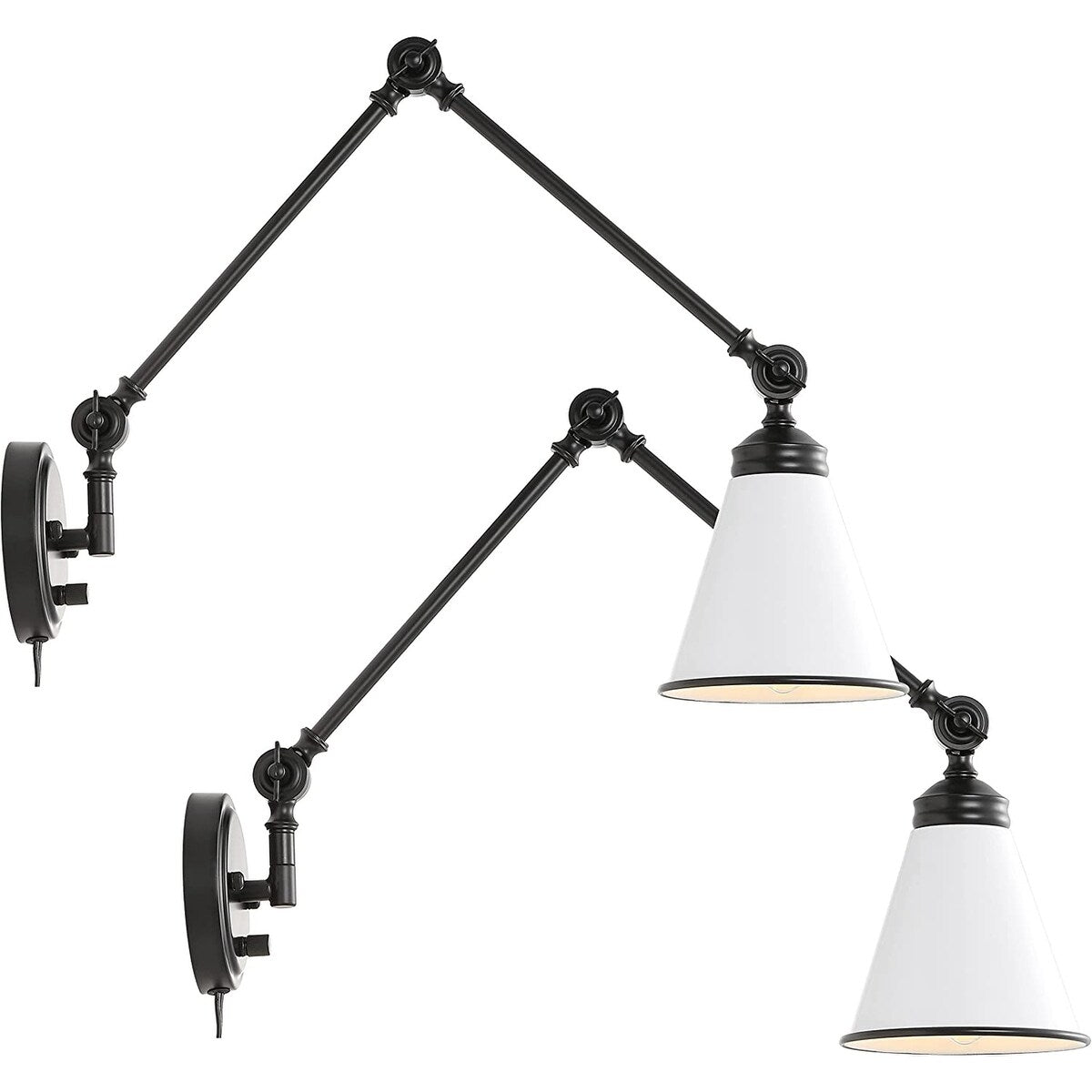 WINGBO Industrial Swing Arm Wall Sconce with Metal Shade,2-Pack...