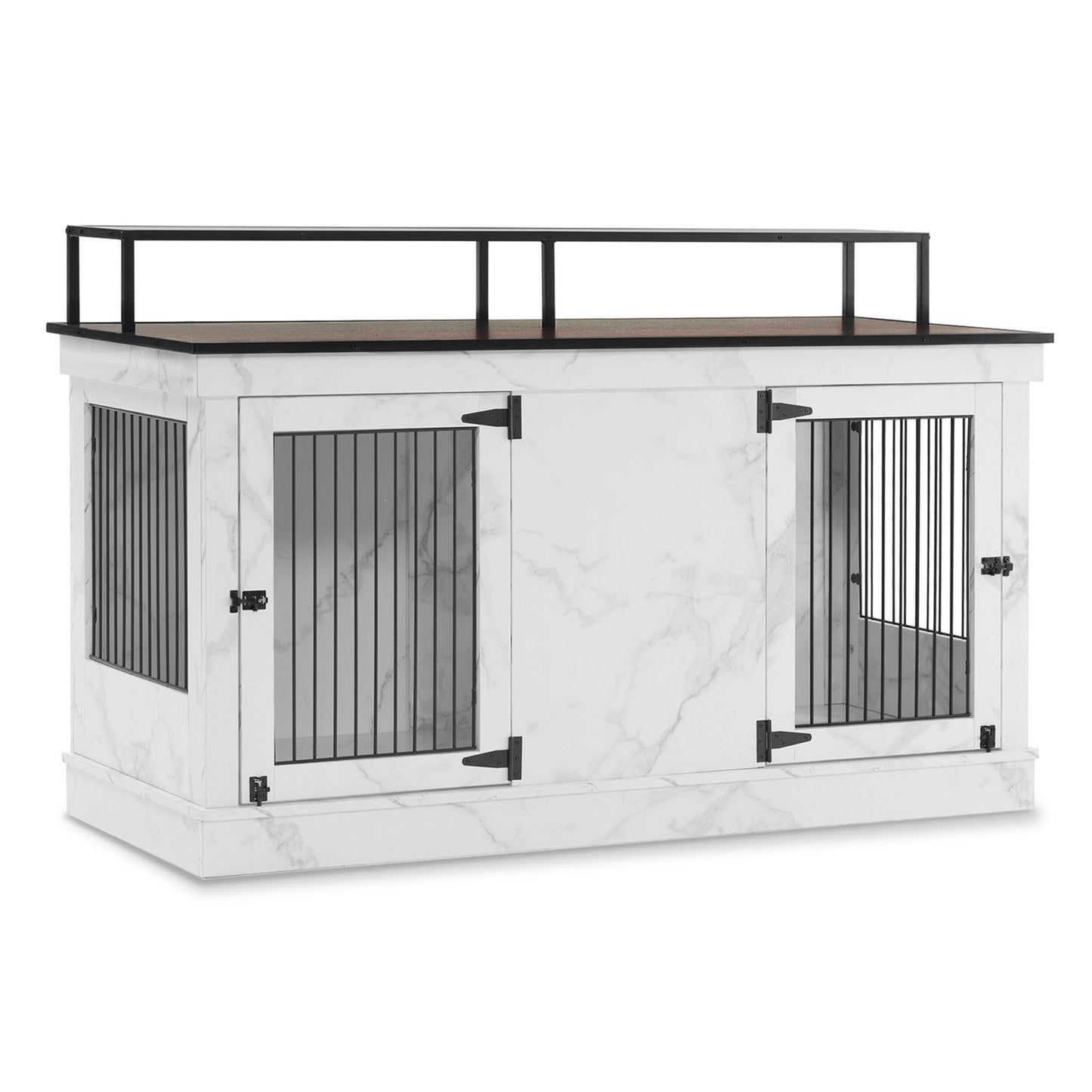 Mcombo Large Dog Crate Furniture TV Stand,Wooden Dog Kennel with Double Doors 1861