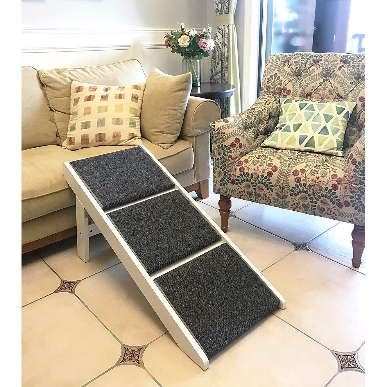 PAWLAND 2-in-1 Portable Folding Pet Stairs for Dogs, Cats, High Beds,Dog Steps, Easy Climb Pet Step Stool