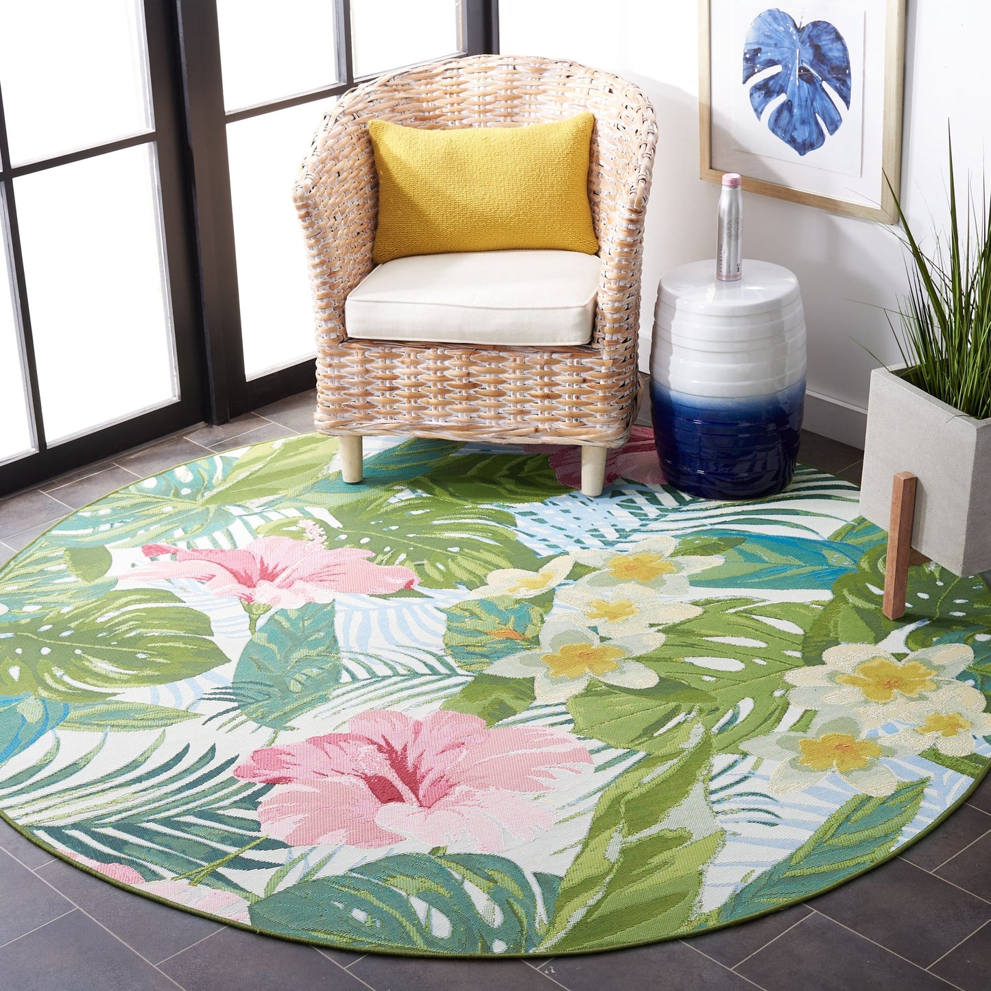 SAFAVIEH Barbados Agustina Tropical Indoor/ Outdoor Waterproof Patio Backyard Rug