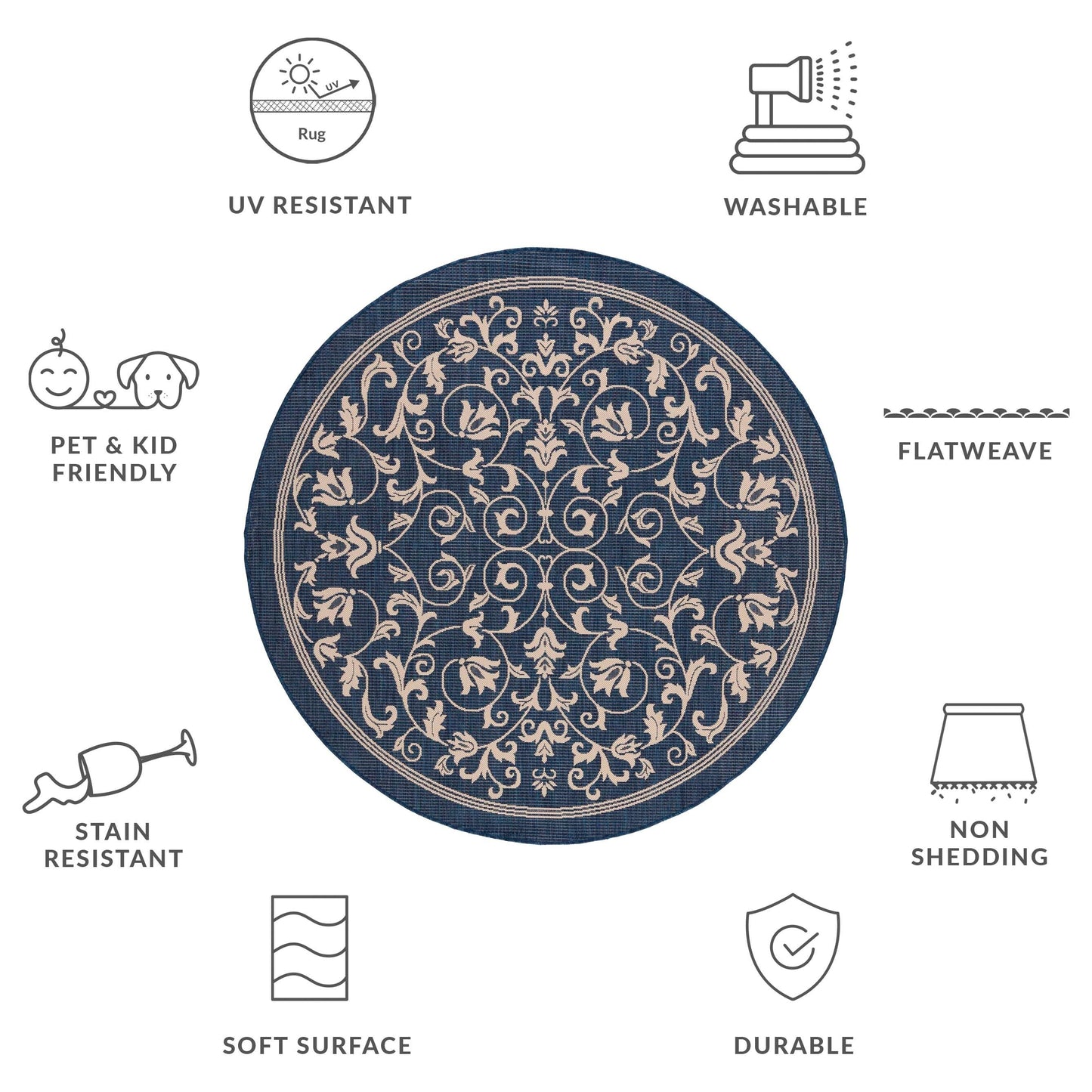 SAFAVIEH Courtyard Miljeta Indoor/ Outdoor Waterproof Patio Backyard Rug