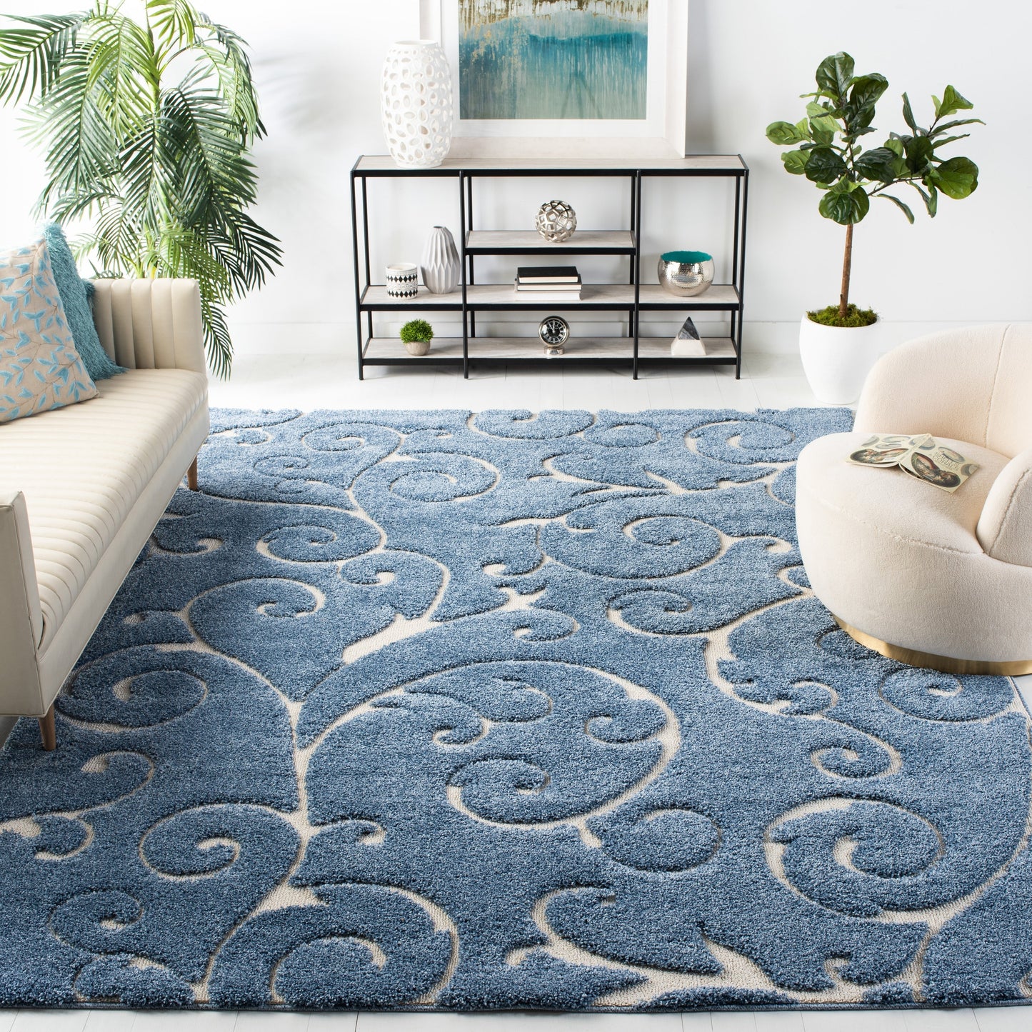 SAFAVIEH Florida Ryung Shag Scroll 1.2-inch Thick Textured Rug