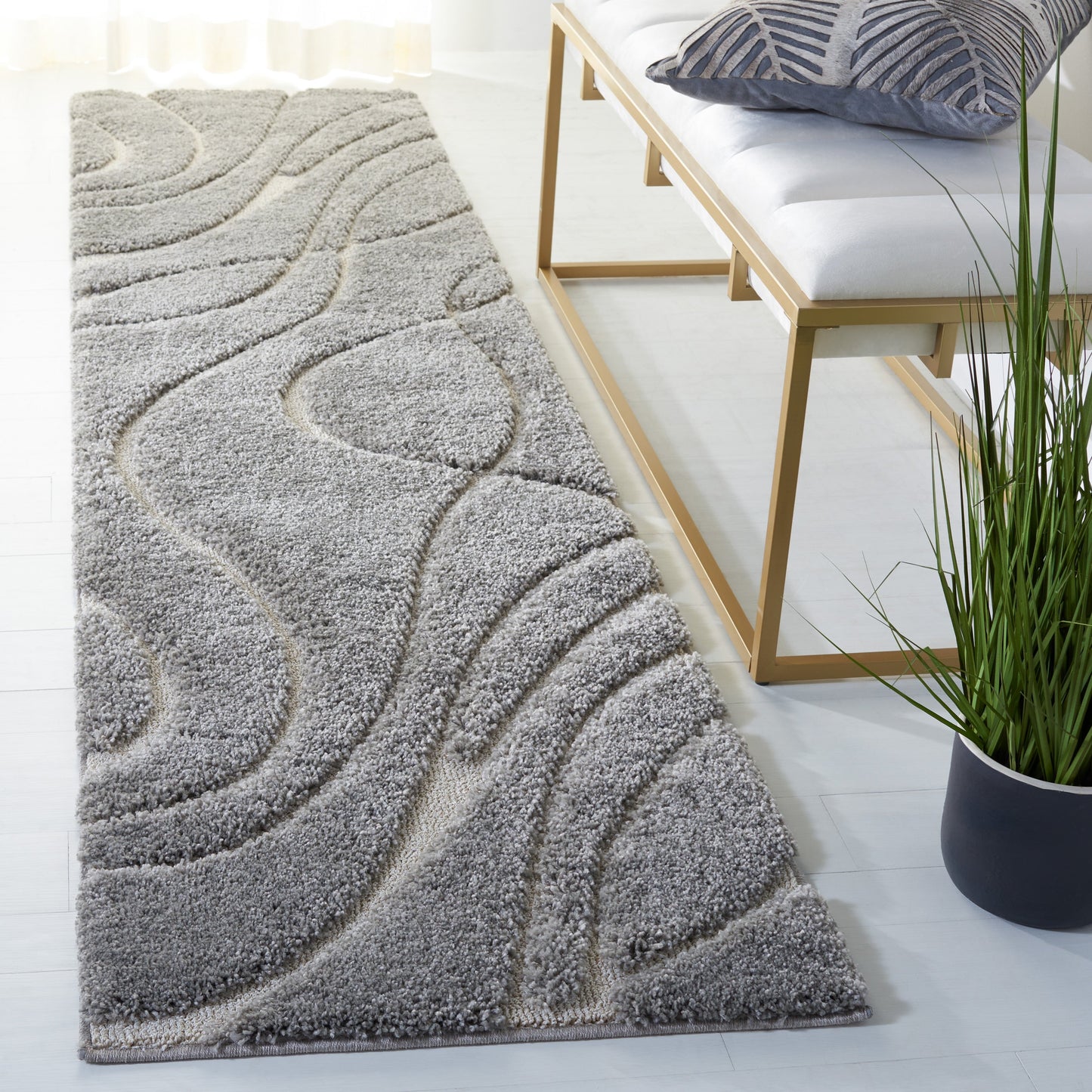 SAFAVIEH Florida Shag Staka Abstract Waves 1.2-inch Area Rug