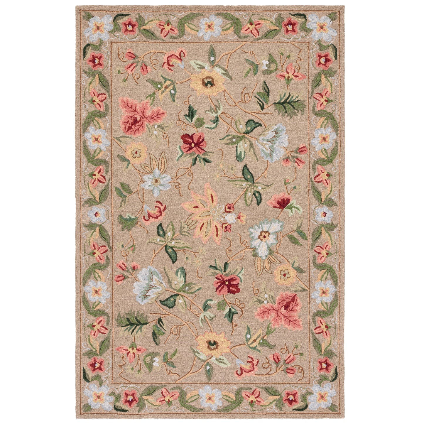 SAFAVIEH Handmade Chelsea Yauhenia French Country Floral Wool Rug