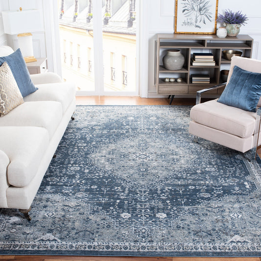 SAFAVIEH Oregon Hildegarde Traditional Oriental Navy/Ivory Rug