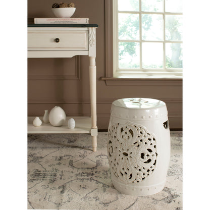 SAFAVIEH Sharareh Antique White Ceramic Decorative Garden Stool
