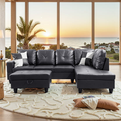 Semi PU Synthetic Leather 3-Piece Couch Living Room Sofa Set