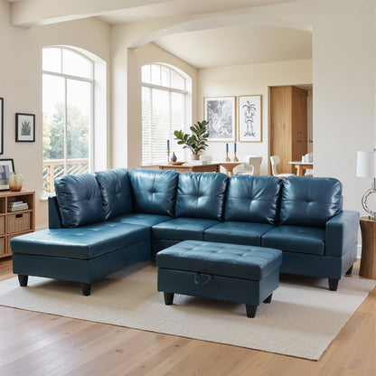 Semi PU Synthetic Leather 3-Piece Couch Living Room Sofa Set