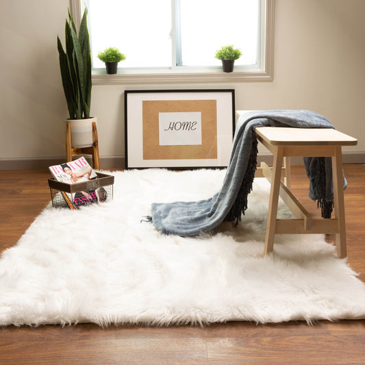 Silver Orchid Parrott Faux Fur Sheepskin Area Rug