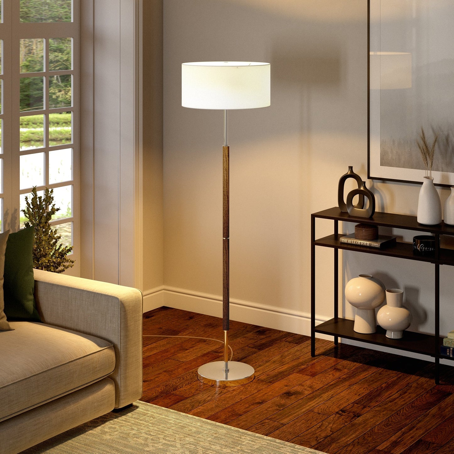 Simone 2-Light Floor Lamp with Fabric Shade