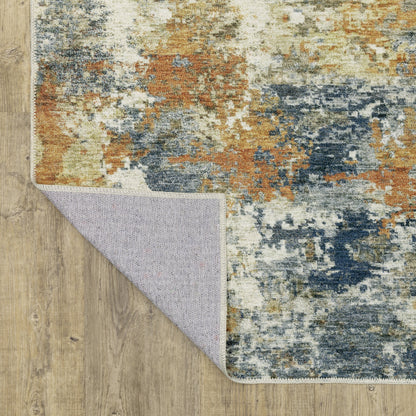Vista Home Marissa Washable Contemporary Abstract Orange/ Blue Indoor Area Rug