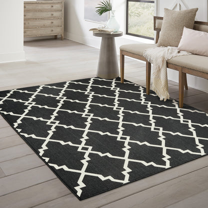 Vista Home Malta Lattice Black/ Off-White Indoor Outdoor Area Rug.