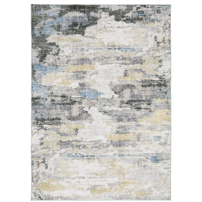 Vista Home Marissa Washable Abstract Grey/ Blue Indoor Area Rug