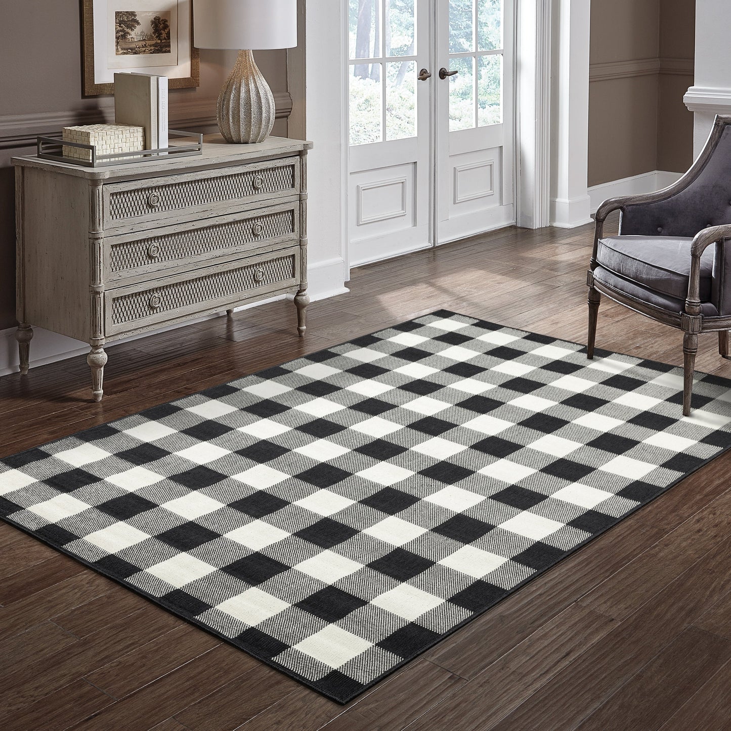 Vista Home Malta Gingham Check Indoor/Outdoor Area Rug