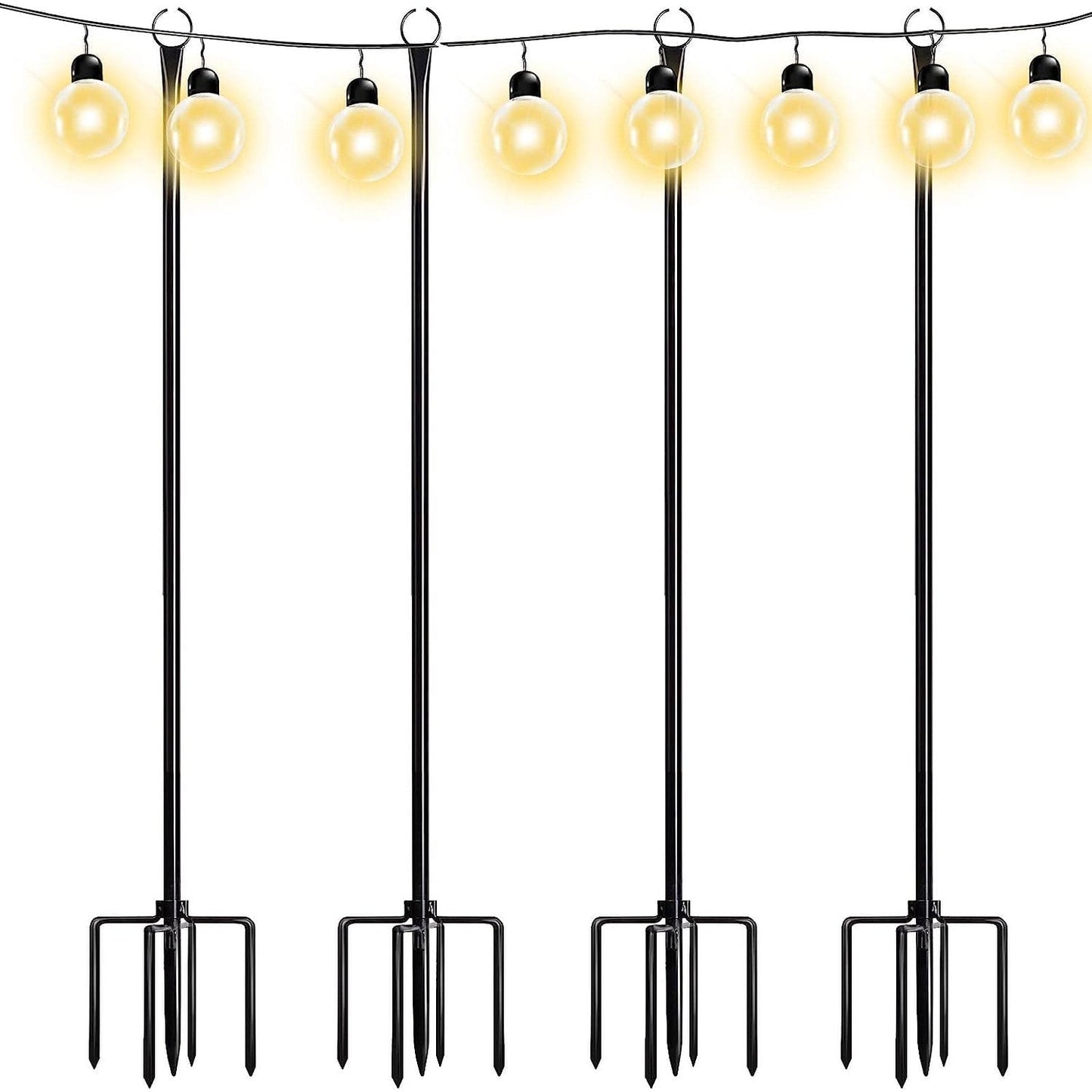 WaLensee 9.4 FT String Light Poles with Hook for Hanging String Lights for Garden Party Patio Christmas Wedding