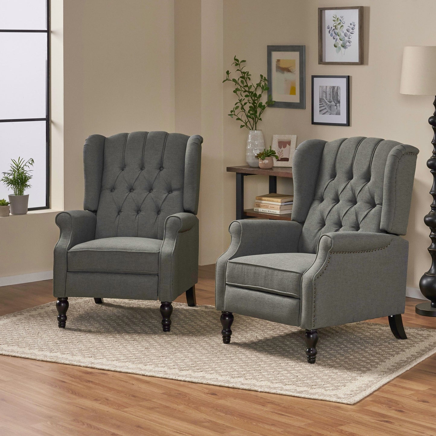 Walter Tufted Fabric Recliners (Set of 2) by Christopher Knight Home