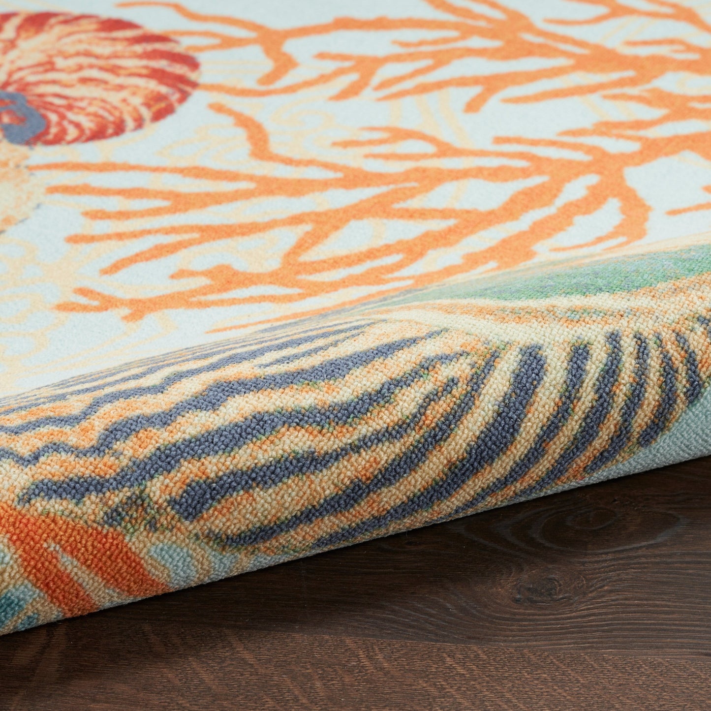 Waverly Sun & Shade Shore Thing Tropical Sea Shell Floral Indoor Outdoor Area Rug