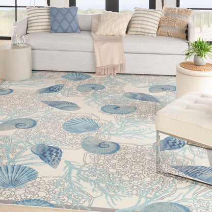 Waverly Sun & Shade Shore Thing Tropical Sea Shell Floral Indoor Outdoor Area Rug