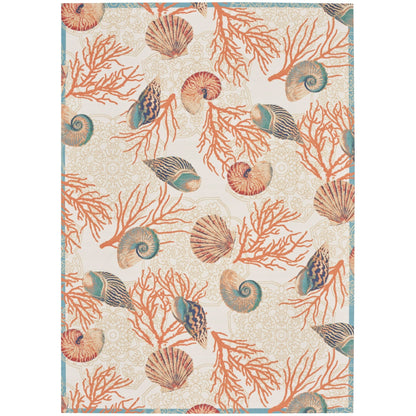 Waverly Sun & Shade Shore Thing Tropical Sea Shell Floral Indoor Outdoor Area Rug