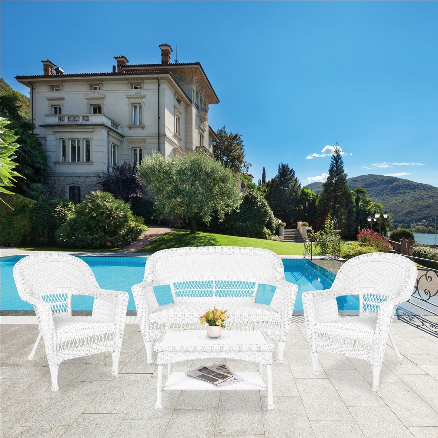 Wicker Patio 4-piece Conversation Set