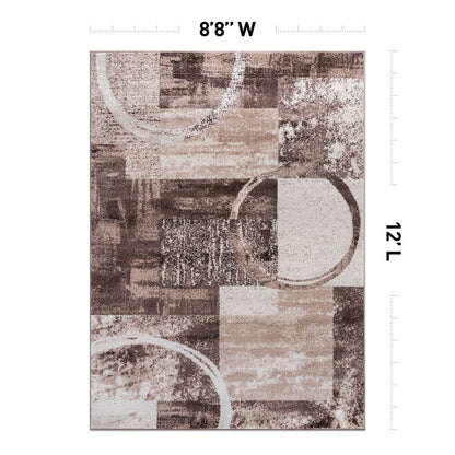 World Rug Gallery Abstract Polypropylene Machine-Made Circle Area Rug