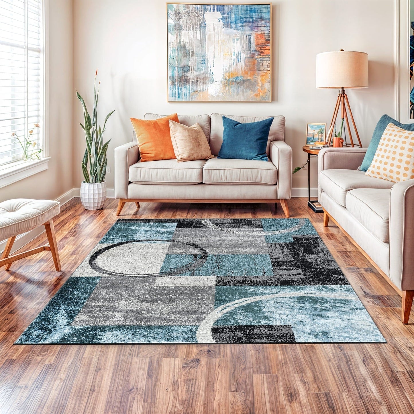 World Rug Gallery Abstract Polypropylene Machine-Made Circle Area Rug