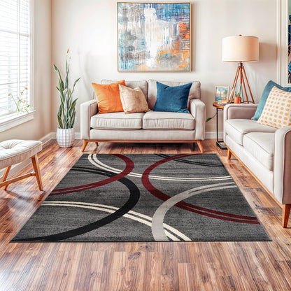 World Rug Gallery Contemporary Abstract Circles Design Area Rug