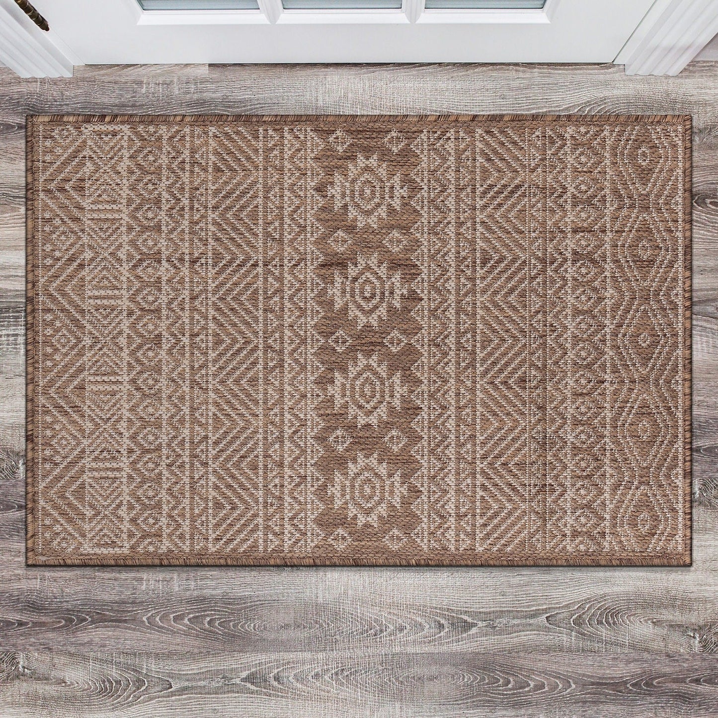 World Rug Gallery Distressed Geometric Bohemian Textured Flat Weave Indoor/Outdoor Area Rug
